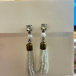 J Crew White Beaded Dangle Earrings